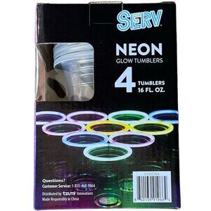 NWOT FOUR NEON GLOW TUMBLERS D3